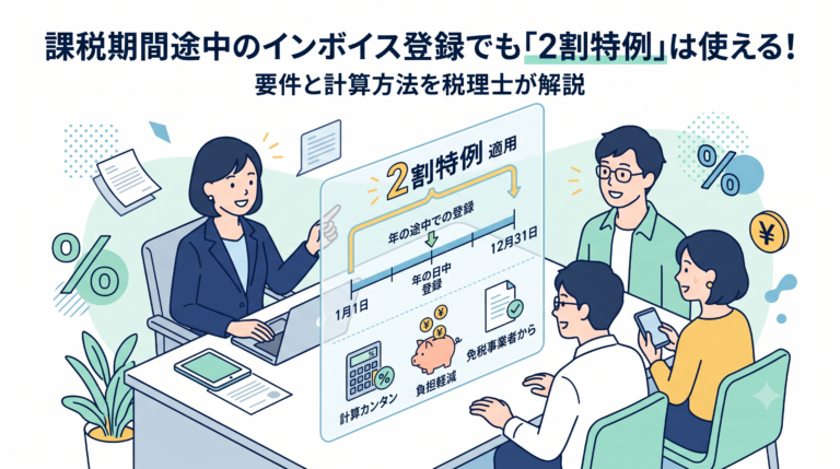 課税期間の途中でインボイス登録しても大丈夫!今さら聞けない「2割特例」の使い方